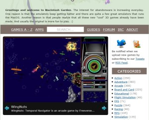 A picture of The Macintosh Garden website (snapshot by Old School Game Blog)