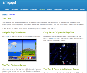 AmigaPD website (screenshot by Old School Game Blog)
