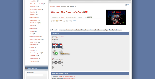 Screenshot of Classicamiga.com (taken by Old School Game Blog)