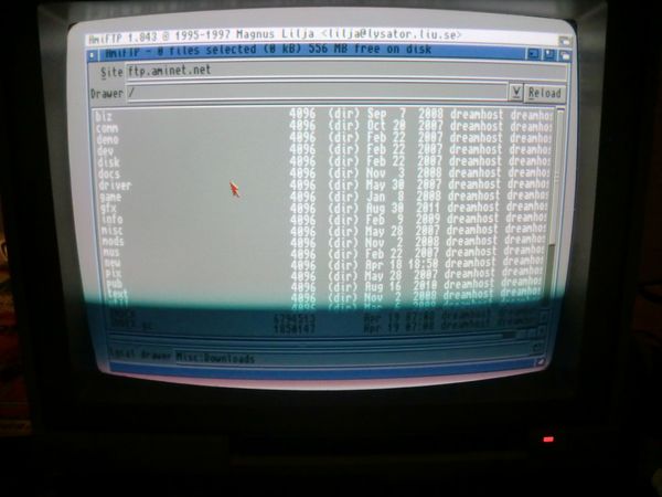 Using AmiFTP to access ftp.aminet.net (photo by Old School Game Blog)