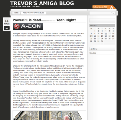A screenshot of Trevor's Amiga Blog (screenshot by Old School Game Blog)