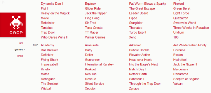 The menu - many games you can play! (screenshot by Old School Game Blog)